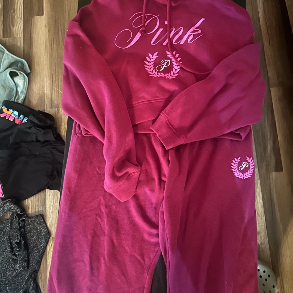 PINK Victoria's Secret Magenta Hoodie and Sweatpants Set